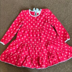 Pink Polka Dot Long Sleeve Dress
